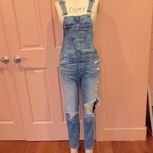 Distressed Denim Overalls